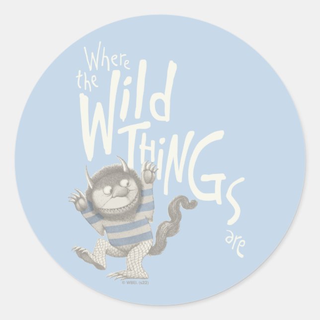 Sticker Rond Où les choses sauvages sont citées - Bleu (Devant)