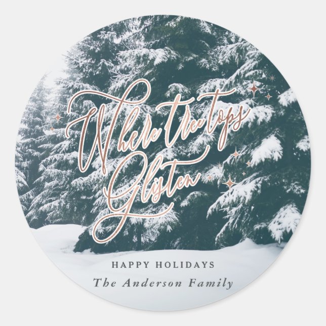 Sticker Rond Où les cimes d'arbres gardent Noël (Devant)