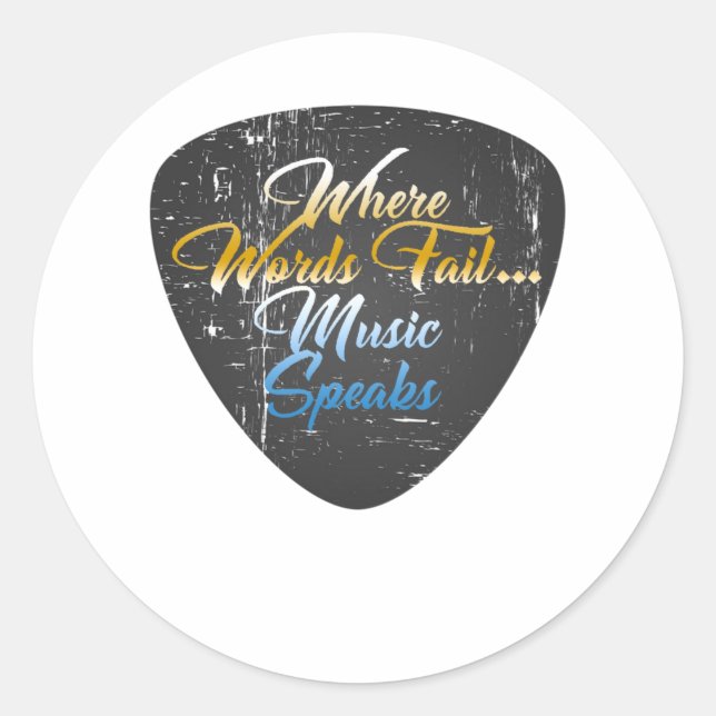 Sticker Rond où les mots échouent... la musique parle (Devant)