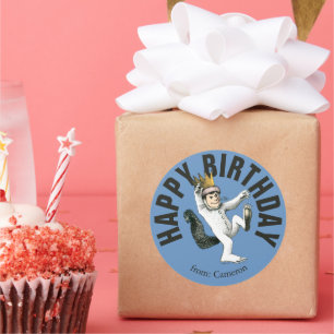 Sticker Rond Où sont les monstres ?   Joyeux Anniversaire