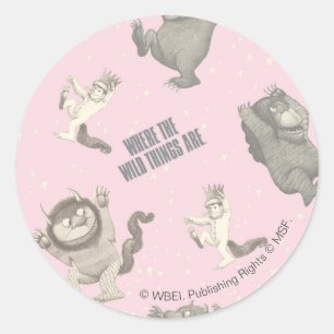 Sticker Rond Où sont les monstres ? Motif Rose Star