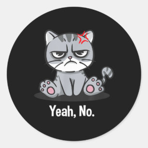 Sticker Rond Ouais Drôle Humour Sarcastique Sarcasme Introverti
