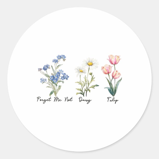 Sticker Rond Oublie-moi pas Daisy Tulip Tee (Devant)