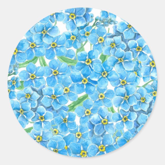 Sticker Rond Oublie-moi pas l'aquarelle (Devant)