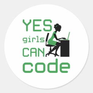 Sticker Rond Oui Les Filles Peuvent Coder Une Programmatrice Fe