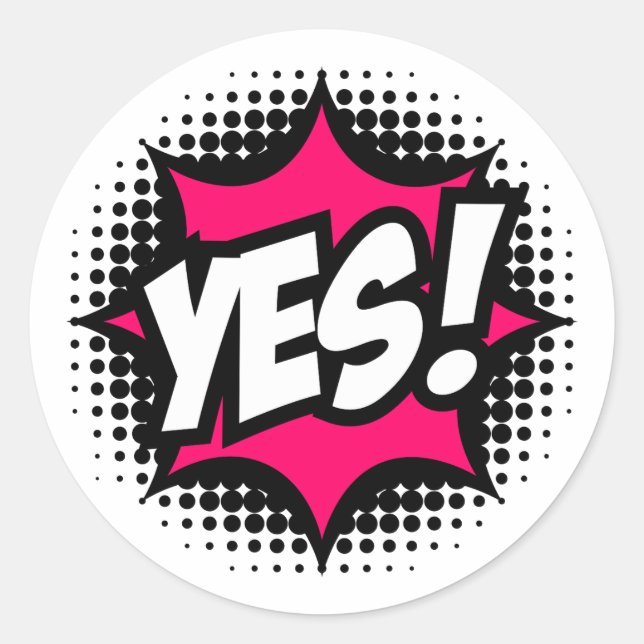 Sticker Rond OUI! Style de bande dessinée (Devant)
