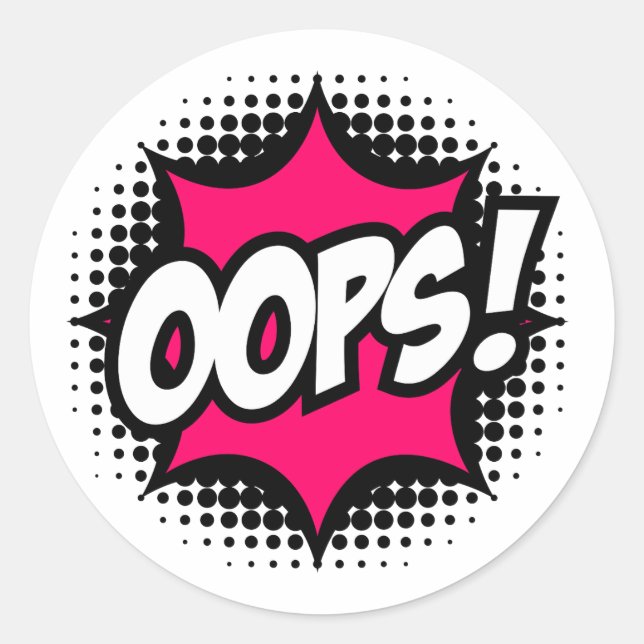 Sticker Rond Oups ! Style de bande dessinée (Devant)