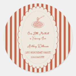 Sticker Rond Our little meatball is turning one 1st Birthday 