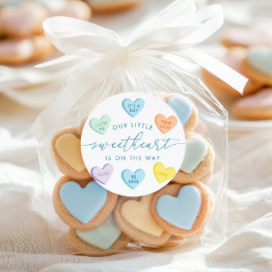 Sticker Rond Our Little Sweetheart Candy Hearts Baby Shower