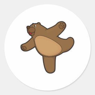 Sticker Rond Ours au Yoga Exercice d'étirement