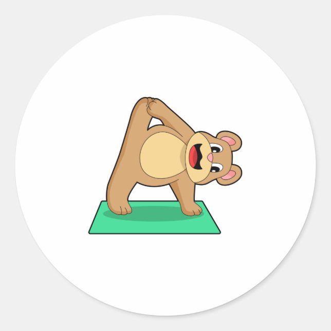 Sticker Rond Ours au Yoga Fitness (Devant)