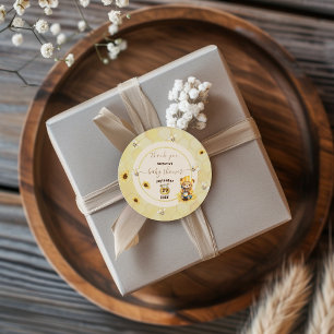 Sticker Rond Ours Bumble Bee Baby shower Merci