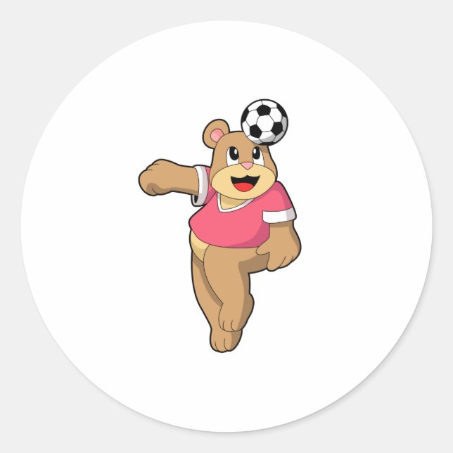 Sticker Rond Ours comme joueur de football avec Soccer.PNG (Devant)