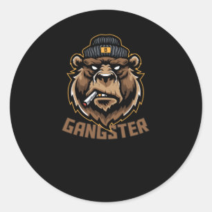 Sticker Rond Ours de chasse