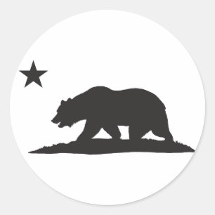 Sticker Rond Ours de la Californie - Noir