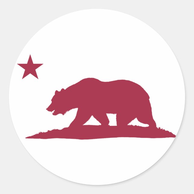 Sticker Rond Ours de la République de Californie - Rouge (Devant)