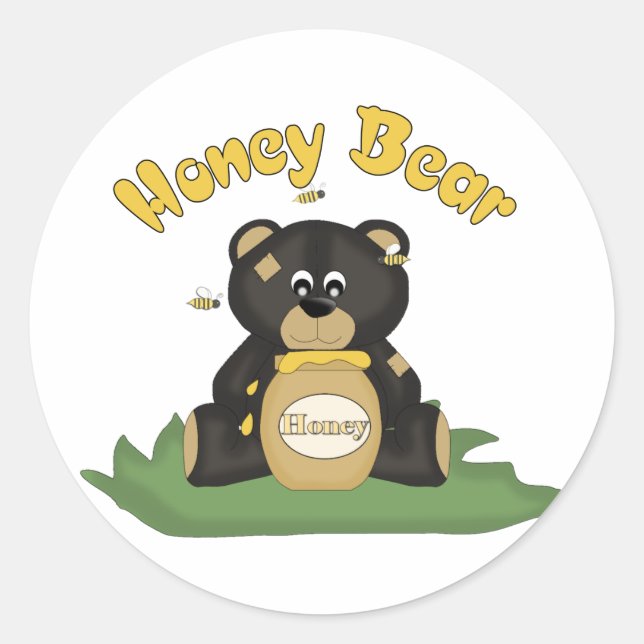 Sticker Rond Ours de miel (Devant)