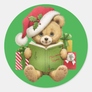 Sticker Rond Ours de nounours de Noël