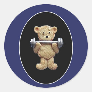 Sticker Rond Ours de nounours d'haltérophilie