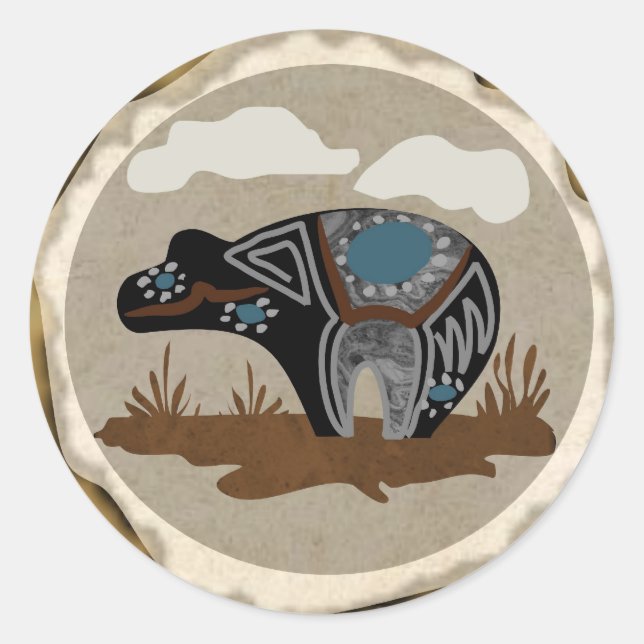 Sticker Rond Ours d'esprit amérindien (Devant)