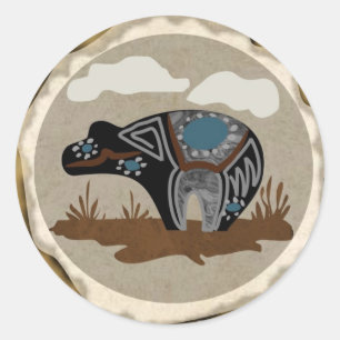 Sticker Rond Ours d'esprit amérindien