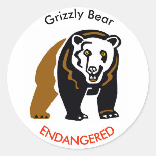 Sticker Rond OURS D'OURS D'Animaux Sauvages - En voie de dispar