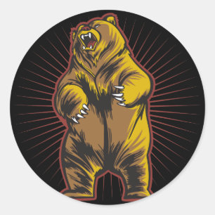 Sticker Rond Ours en colère