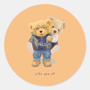 Sticker Rond Ours en peluche
