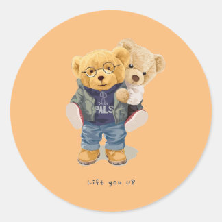 Sticker Rond Ours en peluche