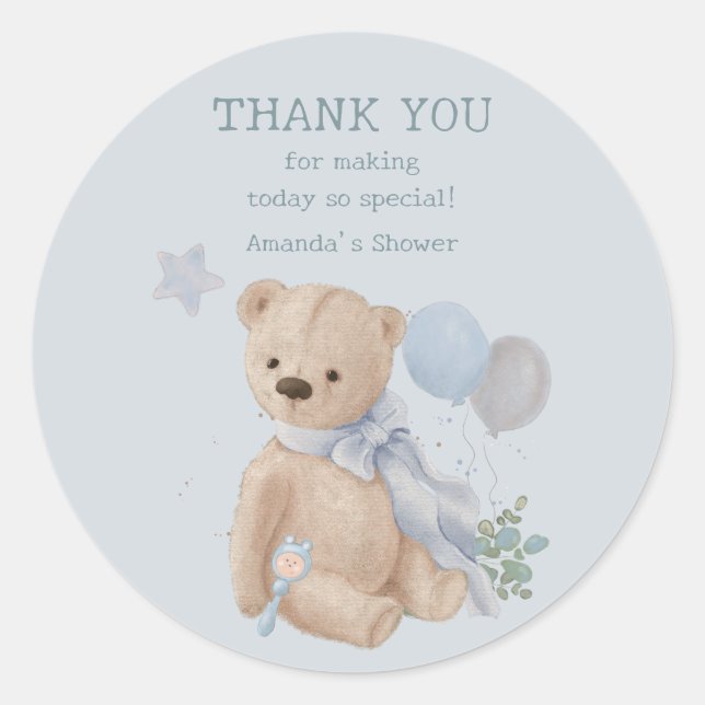 Sticker Rond Ours en peluche Boho (Devant)