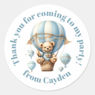Sticker Rond Ours en peluche dans un ballon
