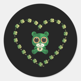 Sticker Rond Ours en peluche de la Saint-Patrick