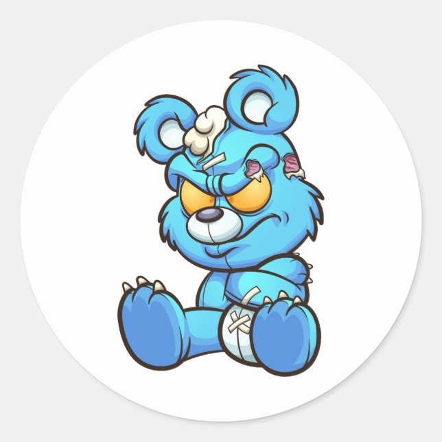 Sticker Rond ours en peluche en colère (Devant)
