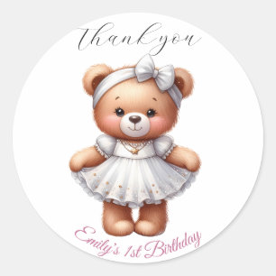 Sticker Rond Ours en peluche mignonne avec ballons et cadeaux