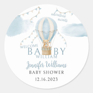Sticker Rond Ours en peluche mignonne aventure bébé garçon auto