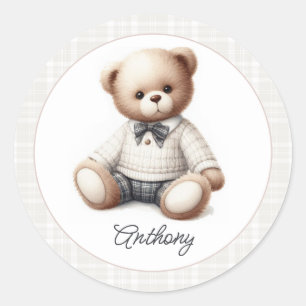 Sticker Rond Ours en peluche prépa classique Anniversaire perso