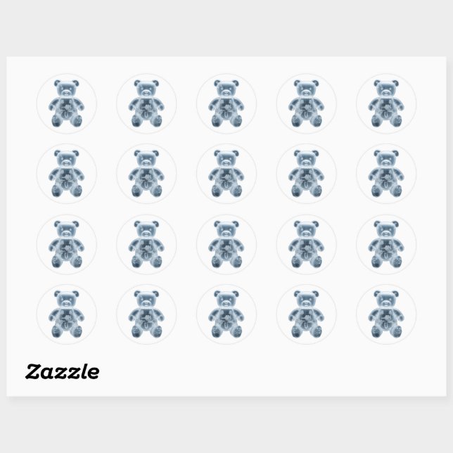 Sticker Rond Ours en peluche : RBT (Feuille)