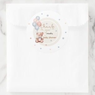 Sticker Rond Ours en peluche Remerciement pour Baby Shower Rust