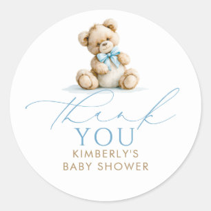 Sticker Rond Ours en peluche remerciements pour Baby Shower gar