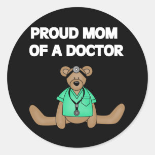Sticker Rond Ours Fière Maman du Docteur