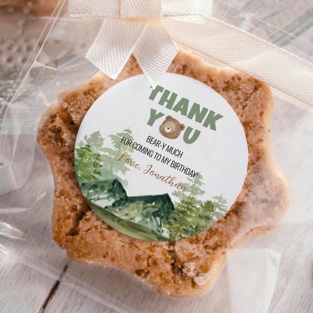 Sticker Rond Ours forestier des bois Anniversaire (Créateur téléchargé)