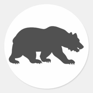 Sticker Rond Ours grizzli silhouette-Choisir la couleur arrière