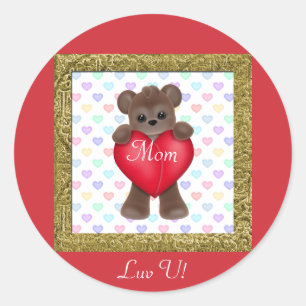 Sticker Rond Ours heureux du jour de mère