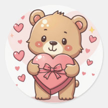 Ours Kawaii avec boîte de chocolat en forme de coe