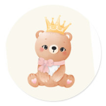 Ours mignon et collant rond classique couronne