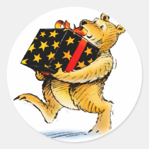 Sticker Rond Ours mignons de Noël