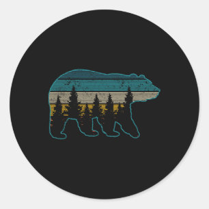 Sticker Rond Ours Nature Grizzly Brun Ours Noir Randonnée Chass