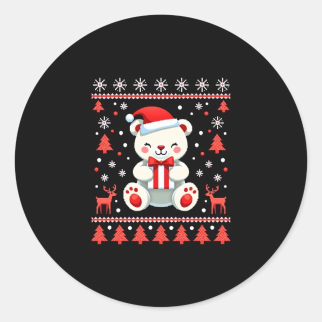 Sticker Rond Ours Noël (6) (Devant)