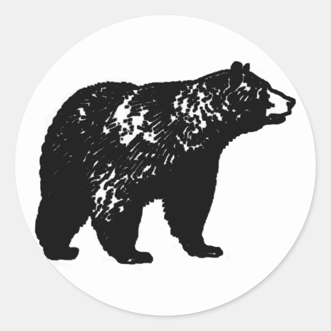 Sticker Rond Ours noir (Devant)