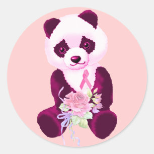 Sticker Rond Ours panda de cancer du sein